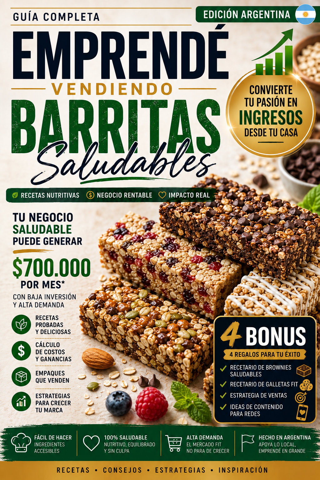 Emprendé vendiendo barritas saludables +4 bonus. Generá ingresos extra al mes